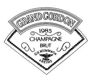 GRAND CORDON 1985 CHAMPAGNE BRUT G.H. MUMM & CIE A REIMS logo