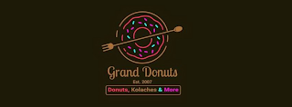 GRAND DONUTS EST. 2007 DONUTS, KOLACHES& MORE logo