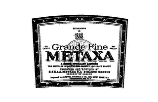 GRANDE FINE METAXA ESTABLISHED IN 1888 4/5 QUART 92 PROOF logo