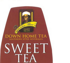 GRANDMA ALICE'S FAMILY RECIPE DOWN HOME TEA SOUTHERN STYLE BEVERAGES SWEET TEA logo