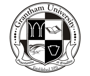 GRANTHAM UNIVERSITY PRAESTANTIA ET ERUDITIO ESTABLISHED 1951 logo