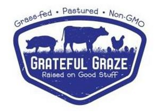 GRASS-FED, PASTURED, NON-GMO, GRATEFUL GRAZE, RAISED ON GOOD STUFF logo