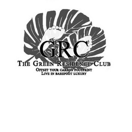 GRC THE GREEN RESIDENCE CLUB OFFSET YOUR CARBON FOOTPRINT LIVE IN BAREFOOT LUXURY logo