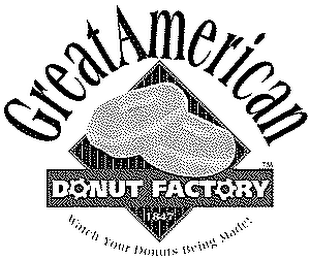 GREAT AMERICAN DONUT FACTORY, WATCH YOUR DONUTS BEING MADE! logo