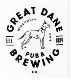 GREAT DANE PUB & BREWING CO. EST. 1994 WISCONSIN USA logo