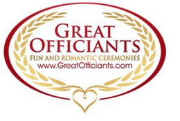 GREAT OFFICIANTS FUN AND ROMANTIC CEREMONIES WWW.GREATOFFICIANTS.COM logo