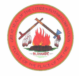 GREAT SEAL OF THE CITIZEN POTAWATOMI NATION NISHNABE PEOPLE OF THE PLACE OF THE FIRE logo