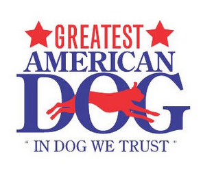 GREATEST AMERICAN DOG "IN DOG WE TRUST" logo