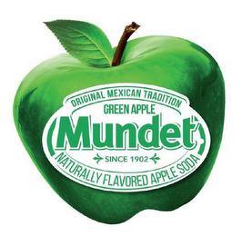 GREEN APPLE MUNDET SINCE 1902 ORIGINAL MEXICAN TRADITION NATURALLY FLAVORED APPLE SODA logo