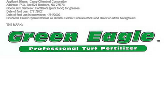GREEN EAGLE PROFESSIONAL TURF FERTILIZER logo