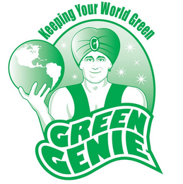 GREEN GENIE KEEPING YOUR WORLD GREEN logo