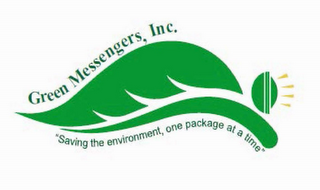 GREEN MESSENGERS, INC. "SAVING THE ENVIRONMENT, ONE PACKAGE AT A TIME" logo
