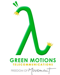 GREEN MOTIONS TELECOMMUNICATIONS FREEDOM OF MOVEMENT logo