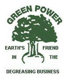 GREEN POWER EARTH'S FRIEND IN THE DEGREASING BUSINESS logo