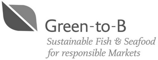 GREEN-TO-B SUSTAINABLE FISH & SEAFOOD FOR RESPONSIBLE MARKETS logo