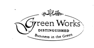 GREEN WORKS DISTINGUISHED BUSINESS IN THE GREEN logo