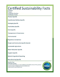GREENCIRCLE CERTIFIED A SUSTAINABLE SOLUTION CERTIFIED SUSTAINABILITY FACTS COMPANY PRODUCT CERTIFICATION NUMBER CERTIFICATION PERIOD PRODUCT SPECIFIC FEED/ANIMAL WELFARE SPECIFIC PACKAGING SPECIFIC FOOD SAFETY SPECIFIC FARM SPECIFIC TRANSPARENCY IN GOVERNANCE ENVIRONMENTAL REGULATORY COMPLIANCE PEOPLE AND COMMUNITY SPECIFIC (SOCIAL) SUSTAINABLE AGRICULTURE WATER REDUCTION SPECIFIC SUPPLIER SPECIFIC MATERIAL INGREDIENT REPORTING MANUFACTURING SPECIFIC BASELINE YEAR EVAULATION PERIOD FOR MORE INFORMATION ON THE CERTIFIED SUSTAINABILITY FACTS OF THIS PRODUCT, PLEASE CONTACT: INFO@GREENCIRCLECERTIFIED.COM WWW.GREENCIRCLECERTIFIED.COM logo