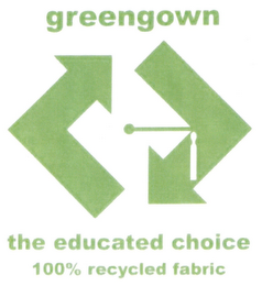 GREENGOWN THE EDUCATED CHOICE 100% RECYCLED FABRIC logo
