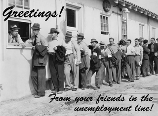 GREETINGS! FROM YOUR FRIENDS IN THE UNEMPLOYMENT LINE! logo