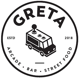 GRETA ARCADE BAR STREET FOOD ESTD 2018 logo
