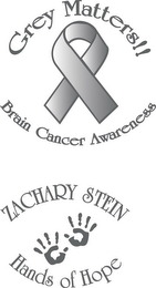 GREY MATTERS BRAIN CANCER AWARENESS ZACHARY STEIN HANDS OF HOPE logo