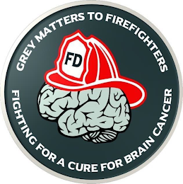GREY MATTERS TO FIREFIGHTERS FD FIGHTING FOR A CURE FOR BRAIN CANCER logo