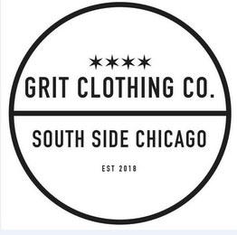 GRIT CLOTHING CO. SOUTH SIDE CHICAGO EST 2018 logo