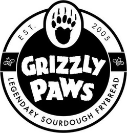 GRIZZLY PAWS LEGENDARY SOURDOUGH FRYBREAD EST. 2005 logo
