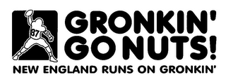 GRONKIN' GONUTS! NEW ENGLAND RUNS ON GRONKIN' 87 logo
