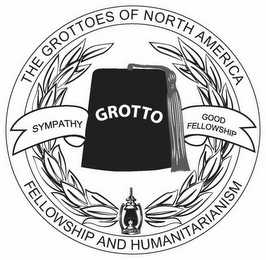 GROTTO THE GROTTOES OF NORTH AMERICA FELLOWSHIP AND HUMANITARIANISM SYMPATHY GOOD FELLOWSHIP LANTERN logo