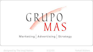 GRUPO MAS MARKETING ADVERTISING STRATEGY DESIGNED BY THE IMAJI NATION 05/22/05 YORKALI WALTERS logo