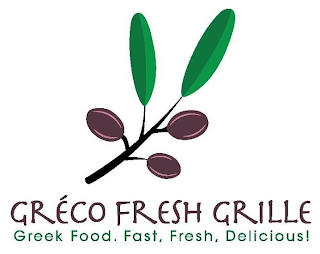 GRÉCO FRESH GRILLE GREEK FOOD. FAST, FRESH, DELICIOUS! logo