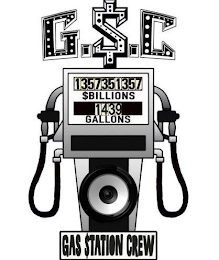 G.S.C. 1357351357, $BILLIONS, 1439 AND GALLONS GAS STATION CREW logo