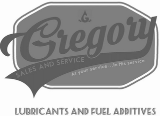 GSS GREGORY SALES AND SERVICE AT YOUR SERVICE...IN HIS SERVICE LUBRICANTS AND FUEL ADDITIVES logo