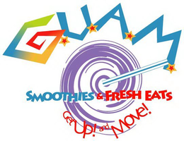 G.U.A.M. SMOOTHIES AND FRESH EATS GET UP! AND MOVE! logo