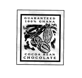 GUARANTEED 100% GHANA COCOA BEAN CHOCOLATE logo