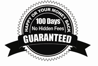 GUARANTEED HAPPY OR YOUR MONEY BACK 100 DAYS NO HIDDEN FEES logo