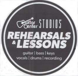 GUITAR CENTER STUDIOS REHEARSALS & LESSONS GUITAR BASS KEYS VOCALS DRUMS RECORDING logo
