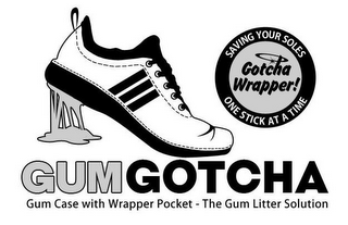 GUMGOTCHA GUM CASE WITH WRAPPER POCKET - THE GUM LITTER SOLUTION SAVING YOUR SOLES GOTCHA WRAPPER! ONE STICK AT TIME logo