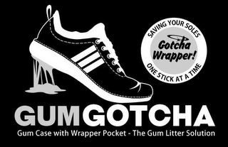 GUMGOTCHA GUM CASE WITH WRAPPER POCKET - THE GUM LITTER SOLUTION SAVING YOUR SOLES GOTCHA WRAPPER! ONE STICK AT TIME logo