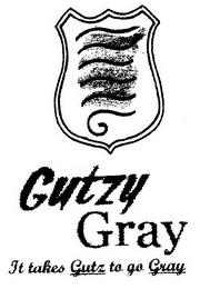 GUTZY GRAY IT TAKES GUTZ TO GO GRAY logo
