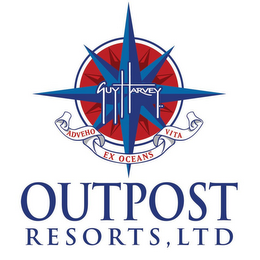 GUY HARVEY OUTPOST AND LATIN WORDS ADVEHO EX OCEANS VITA logo