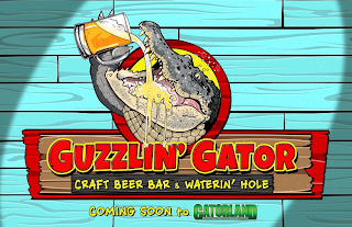 GUZZLIN' GATOR CRAFT BEER BAR & WATERIN' HOLE COMING SOON TO GATORLAND logo