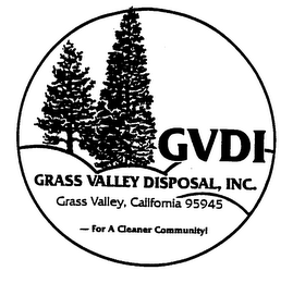 GVDI- GRASS VALLEY DISPOSAL, INC. GRASS VALLEY, CALIFORNIA 95945 - FOR A CLEANER COMMUNITY logo