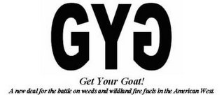 GYG GET YOUR GOAT! A NEW DEAL FOR THE BATTLE ON WEEDS AND WILDLAND FIRE FUELS IN THE AMERICAN WEST. logo