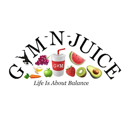 GYM -N- JUICE GYM LIFE IS ABOUT BALANCE logo