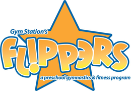 GYM STATION'S FLIPPERS A PRESCHOOL GYMNASTICS & DANCE PROGRAM logo