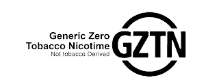 GZTN GENERIC ZERO TOBACCO NICOTIME NOT TOBACCO DERIVED logo
