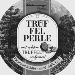 GÜNTENSPERGER SCHWEIZER QUALITÄTS- KÄSE TRÜFFEL PERLE MIT ECHTEM TRÜFFEL VERFEINERT logo