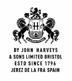H BY JOHN HARVEYS & SONS LIMITED BRISTOL ESTD SINCE 1796 JEREZ DE LA FRA SPAIN AD GLORIAM PER MARE logo